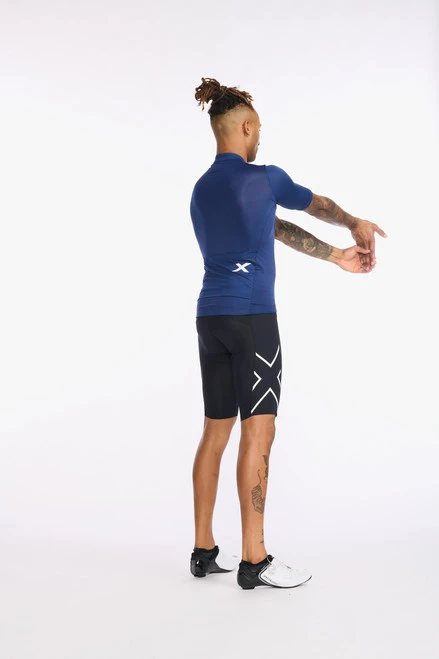 2XU - Aero Cycle Short Sleeve Jersey - Men's - Medieval/White Reflective - 2023 - Image 11