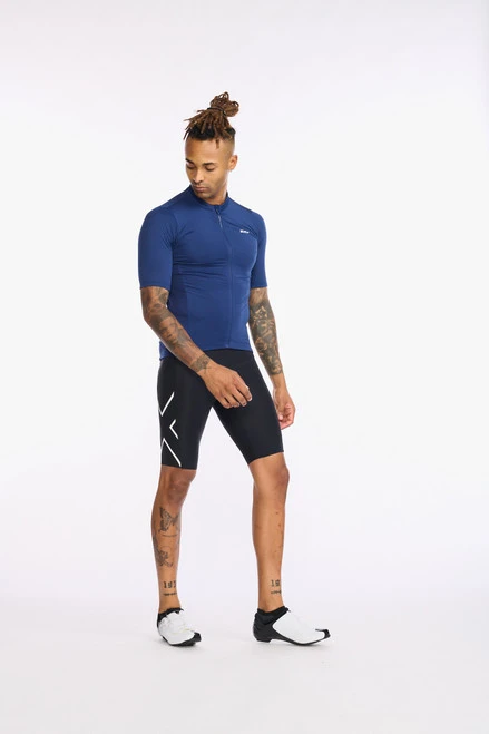 2XU - Aero Cycle Short Sleeve Jersey - Men's - Medieval/White Reflective - 2023 - Image 4